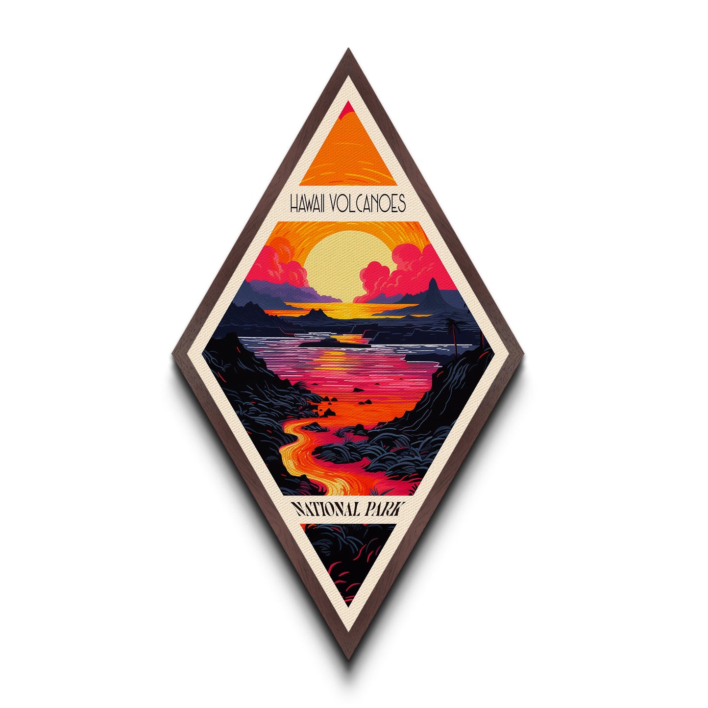 Retro-Poster „Hawaii Volcanoes National Park Adventure Poster Canvas Texture Print“, Reisedekor-Kunstwerk im Midcentury-Modern-Stil, Hawaii-Reisekunst