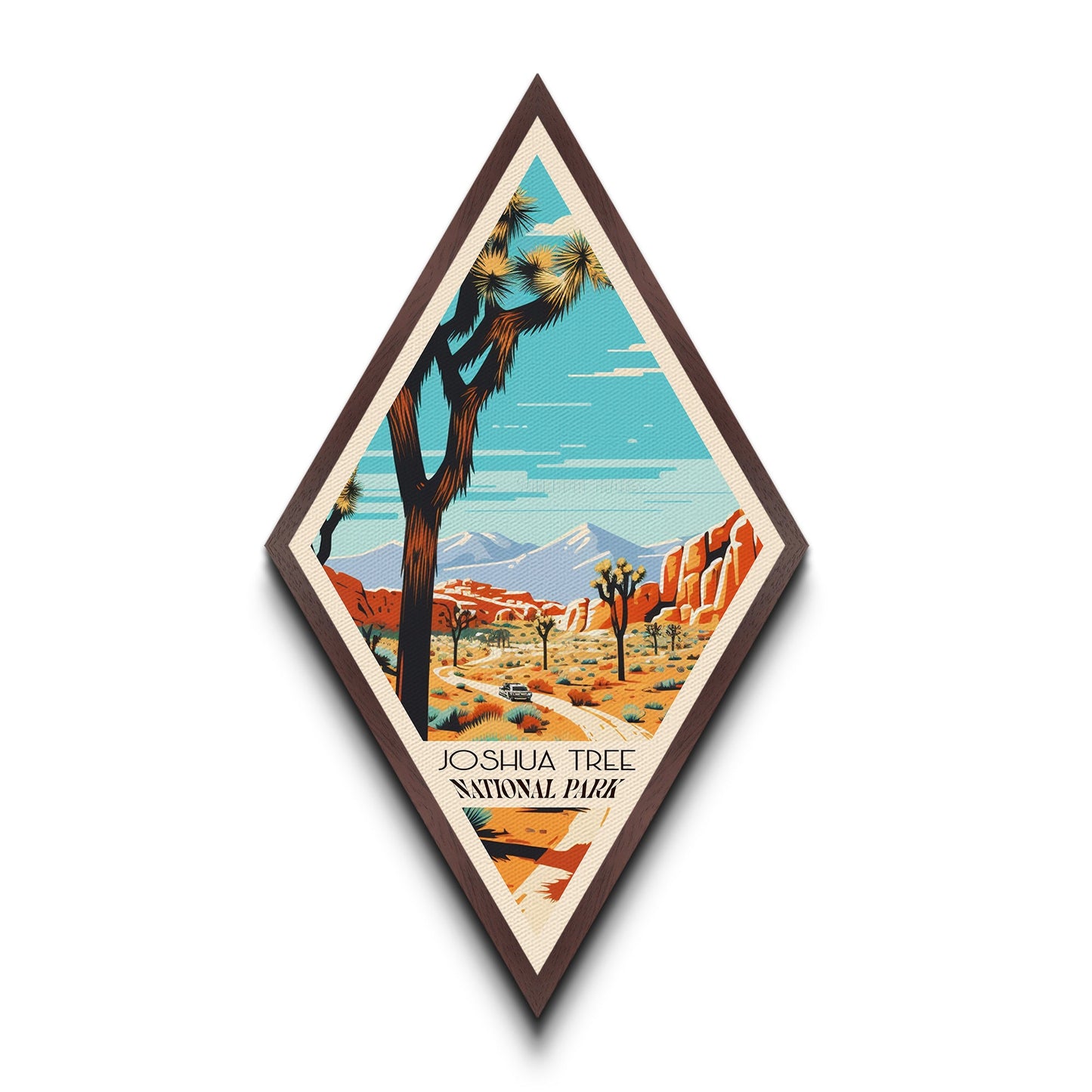 Retro-Reiseposter „Joshua Tree Nationalpark“ auf Leinwand, Reisedeko-Kunst, Midcentury-Modern-Deko, Kalifornien-Reisekunst