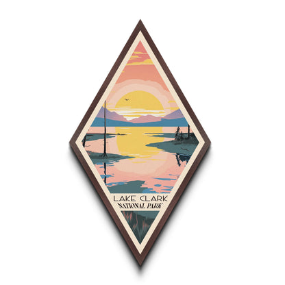 Lake Clark National Park Diamond Shaped Travel Poster Canvas Art Print, Canvas Wall Art, Travel Gift, Alaska Travel Art