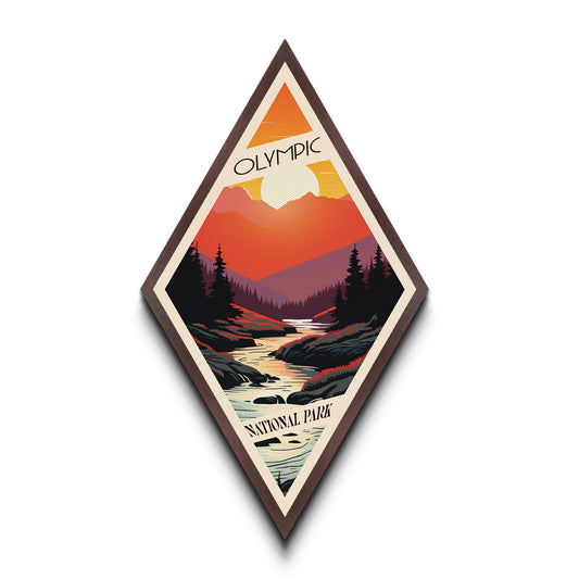 Retro Olympic National Park Adventure Poster Wall Art Texture Print, Travel Decor Artwork, Midcentury Modern Decor Washington Travel Art