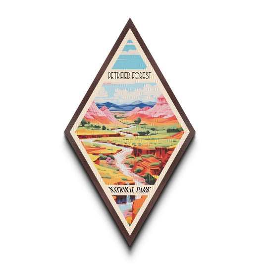 Petrified Forest National Park Adventure Print Canvas Texture Print, Travel Decor Art, Midcentury Modern Retro Decor Arizona Travel Art