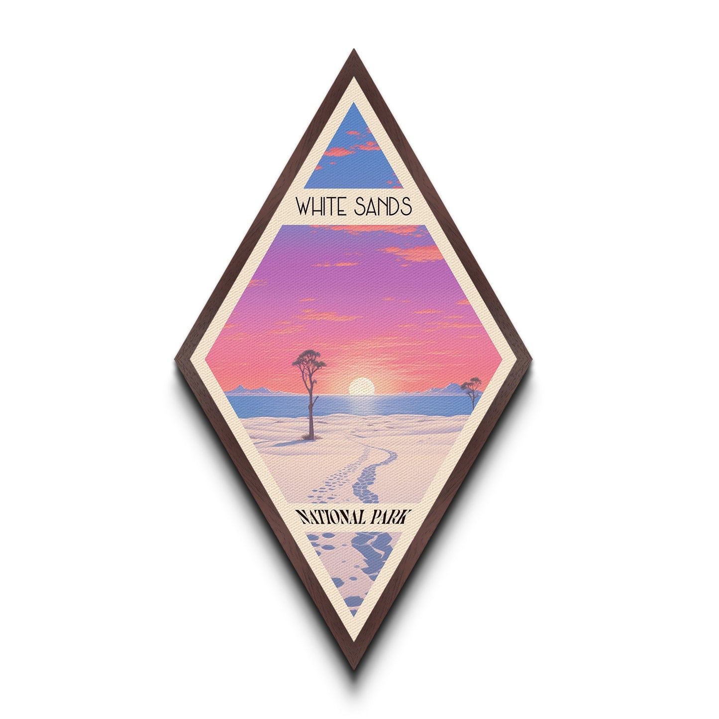 White Sands National Park Diamond Formed Travel Poster Wall Art Art Print, Canvas Wall Art, Travel Present, New Mexico Travel Art