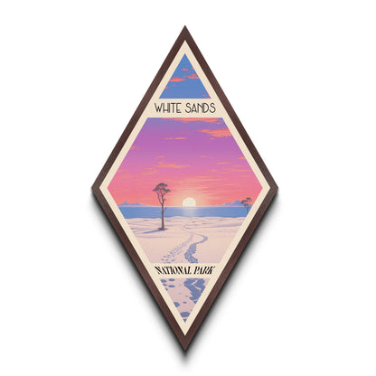 White Sands National Park Diamond Formed Travel Poster Wall Art Art Print, Canvas Wall Art, Travel Present, New Mexico Travel Art