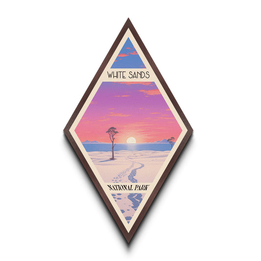 White Sands National Park Diamond Formed Travel Poster Wall Art Art Print, Canvas Wall Art, Travel Present, New Mexico Travel Art
