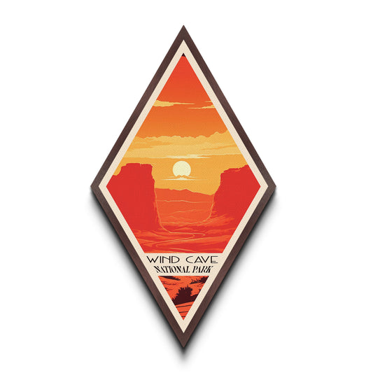 Wind Cave National Park Travel Poster Canvas Texture Print, Travel Decor Art, Midcentury Modern Retro Decor South Dakota Travel Art