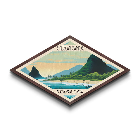 American Samoa National Park Diamond Shaped Travel Poster Art Canvas Art Print, Canvas Wall Art, Travel Gift, American Samoa Travel Art