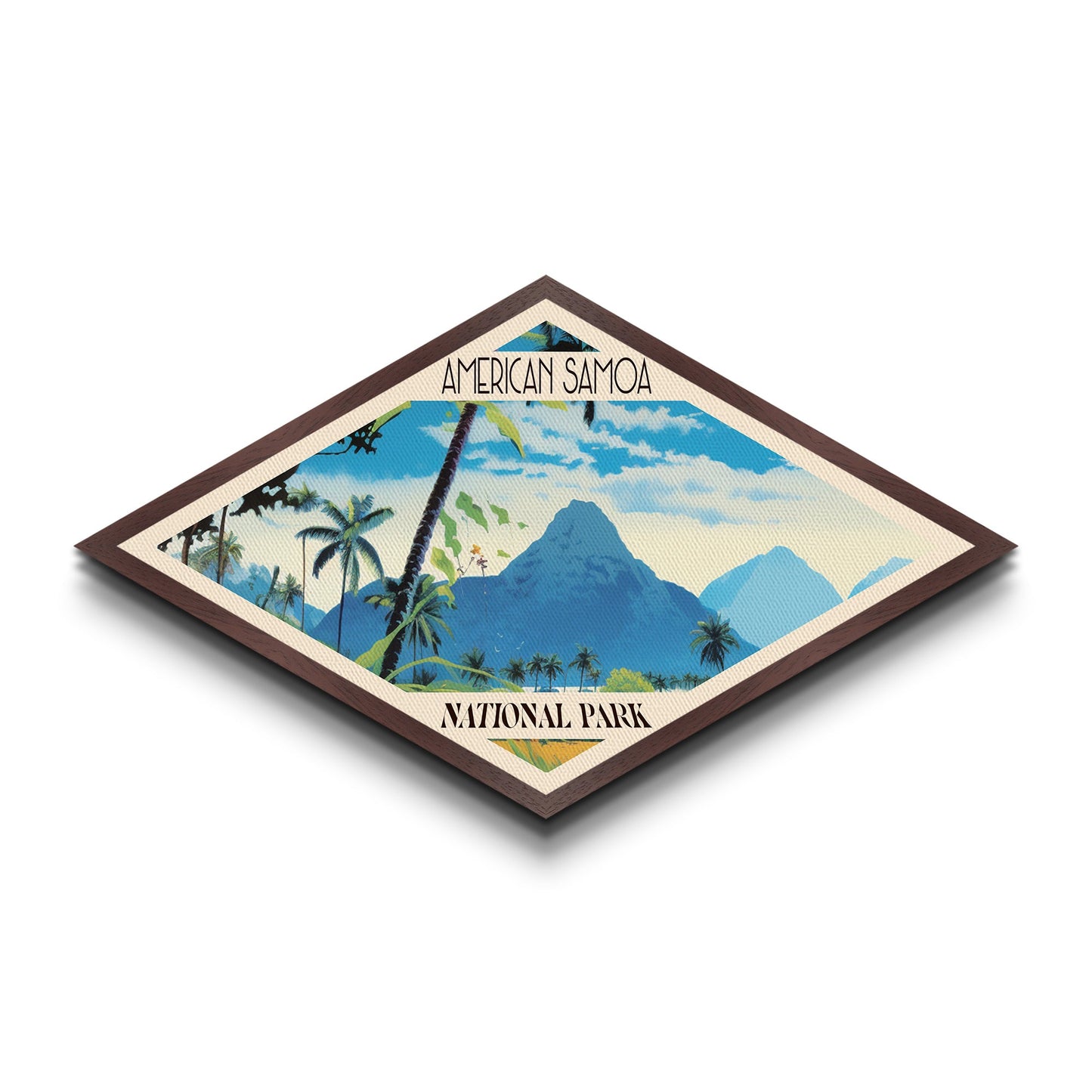 American Samoa National Park Diamond Shaped Travel Poster Artwork Canvas Art Print, Canvas Wall Art, Travel Gift, American Samoa Travel Art