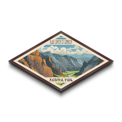 Black Canyon of the Gunnison Diamond Shaped Travel Poster Art Canvas Art Print, Canvas Wall Art, Travel Gift, Colorado Travel Art