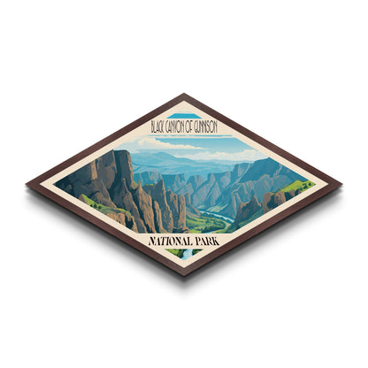 Black Canyon of the Gunnison Diamond-Shaped Adventure Poster Art Canvas Art Print, Canvas Wall Art, Travel Present, Colorado Travel Art