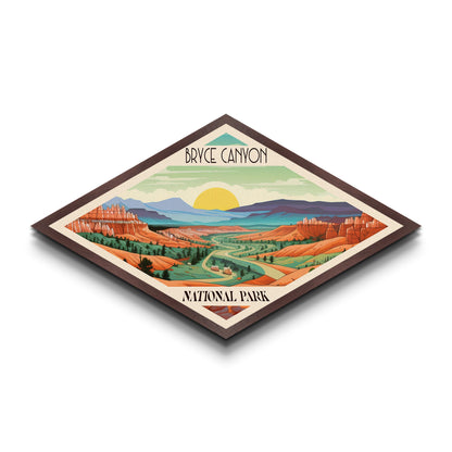 Bryce Canyon National Park Diamond Shaped Travel Poster Art Canvas Art Print, Canvas Wall Art, Travel Gift, Utah Travel Art