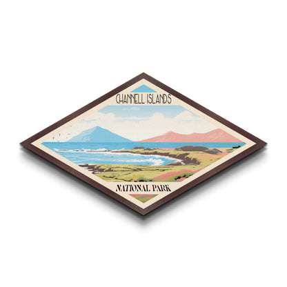 Channel Islands National Park Diamond Shaped Travel Poster Art Canvas Art Print, Canvas Wall Art, Travel Gift, California Travel Art