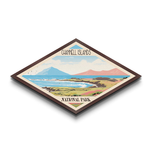 Channel Islands National Park Diamond Shaped Travel Poster Art Canvas Art Print, Canvas Wall Art, Travel Gift, California Travel Art