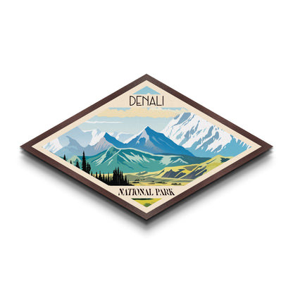 Denali National Park Travel Poster Art Canvas Texture Print, Travel Decor Art, Midcentury Modern Retro Decor Alaska Travel Art