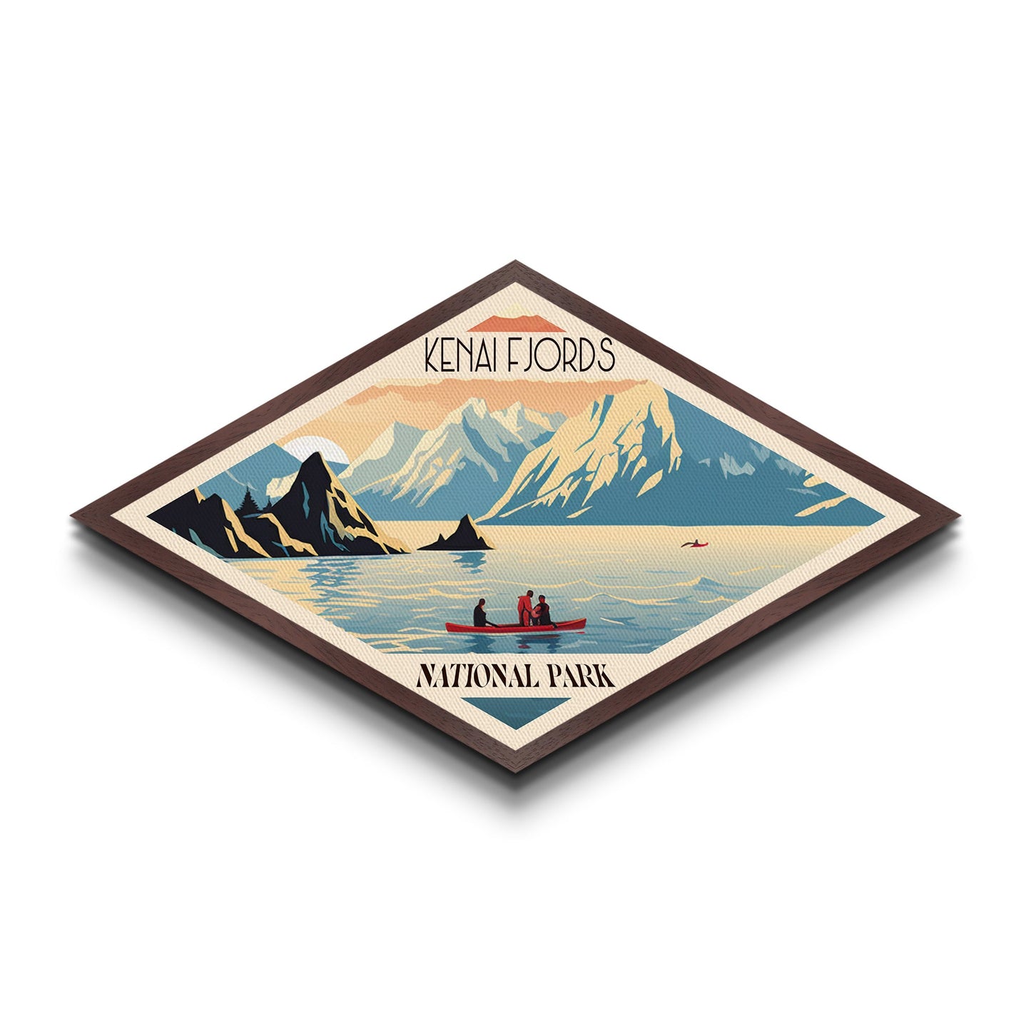 Retro Kenai Fjords National Park Travel Poster Art Canvas Texture Print, Travel Decor Art, Midcentury Modern Decor Alaska Travel Art