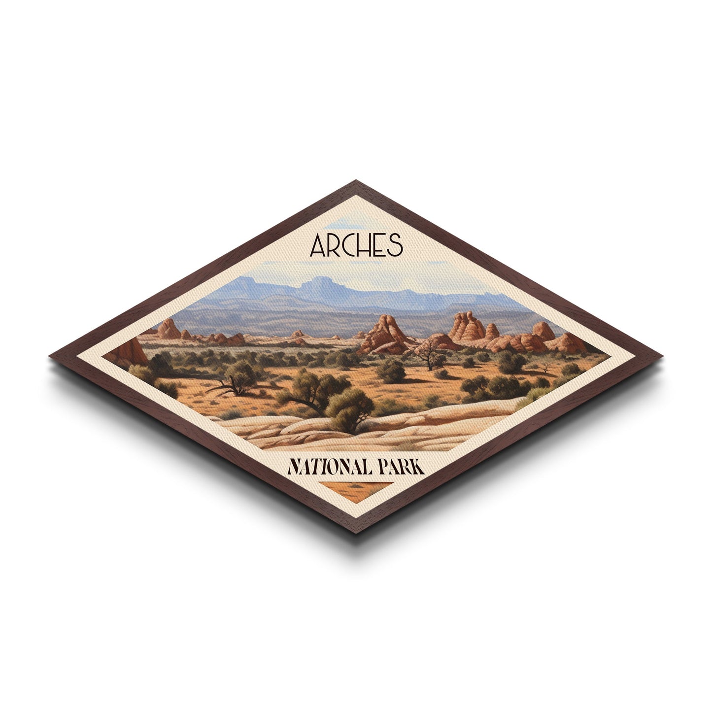 Arches National Park Travel Poster Canvas Texture Print, Travel Decor, Midcentury Modern Retro Decor Utah Landscape