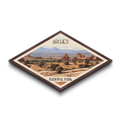 Arches National Park Travel Poster Canvas Texture Print, Travel Decor, Midcentury Modern Retro Decor Utah Landscape