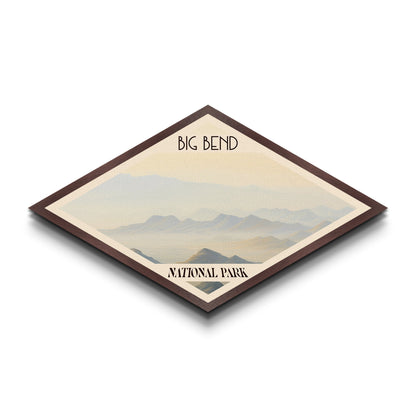 Big Bend National Park Diamond Shaped Travel Poster Canvas Art Print, Canvas Wall Art, Travel Gift, Texas Landscape