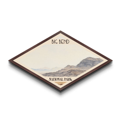 Retro Big Bend National Park Travel Print Wall Art Texture Print, Travel Decor, Midcentury Modern Decor Texas Landscape