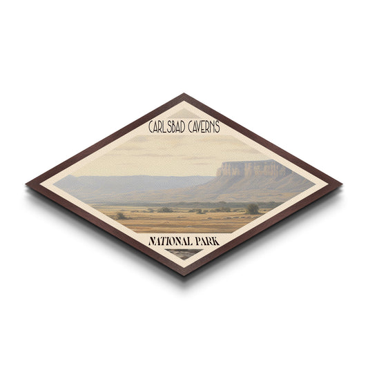 Retro Carlsbad Caverns National Park Travel Poster Canvas Texture Print, Travel Decor, Midcentury Modern Decor California Landscape