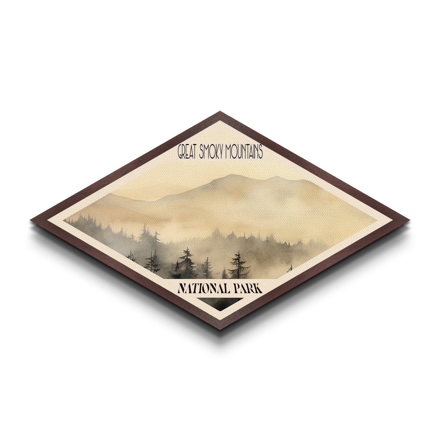 Retro-Reiseposter mit Leinwandstruktur des Great Smoky Mountains Nationalparks, Reisedekoration, Midcentury-Modern-Dekor, Landschaft von North Carolina