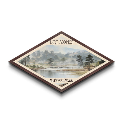 Hot Spring National Park Diamond Shaped Travel Poster Canvas Art Print, Canvas Wall Art, Travel Gift, Arkansas Landscape