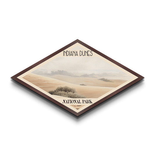 Indiana Dunes National Park Travel Poster Canvas Texture Print, Travel Decor, Midcentury Modern Vintage Decor Indiana Landscape