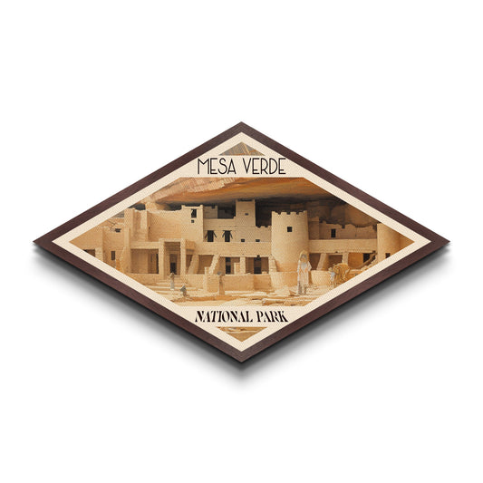 Mesa Verde National Park Travel Poster Canvas Texture Print, Travel Decor, Midcentury Modern Retro Decor Colorado Landscape