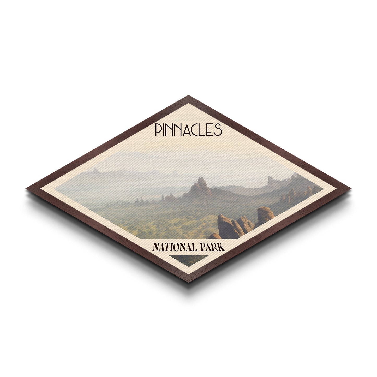 Pinnacles National Park Diamond Shaped Adventure Poster Canvas Art Print, Canvas Wall Art, Travel Present, California Landscape