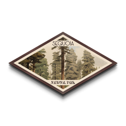 Sequoia National Park Diamond Shaped Travel Print Canvas Art Print, Canvas Wall Art, Travel Present, California Landscape