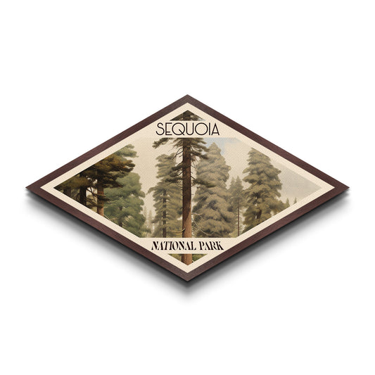 Sequoia National Park Diamond Shaped Travel Print Canvas Art Print, Canvas Wall Art, Travel Present, California Landscape