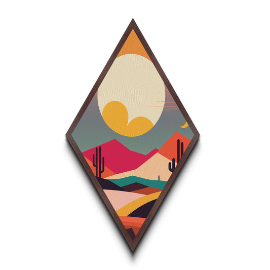 Retro / Mid-Century Modern Desert Scene, Canvas Textured Art, Vintage Style Wall Art, Desert Print, Lounge Art, Retro Decor