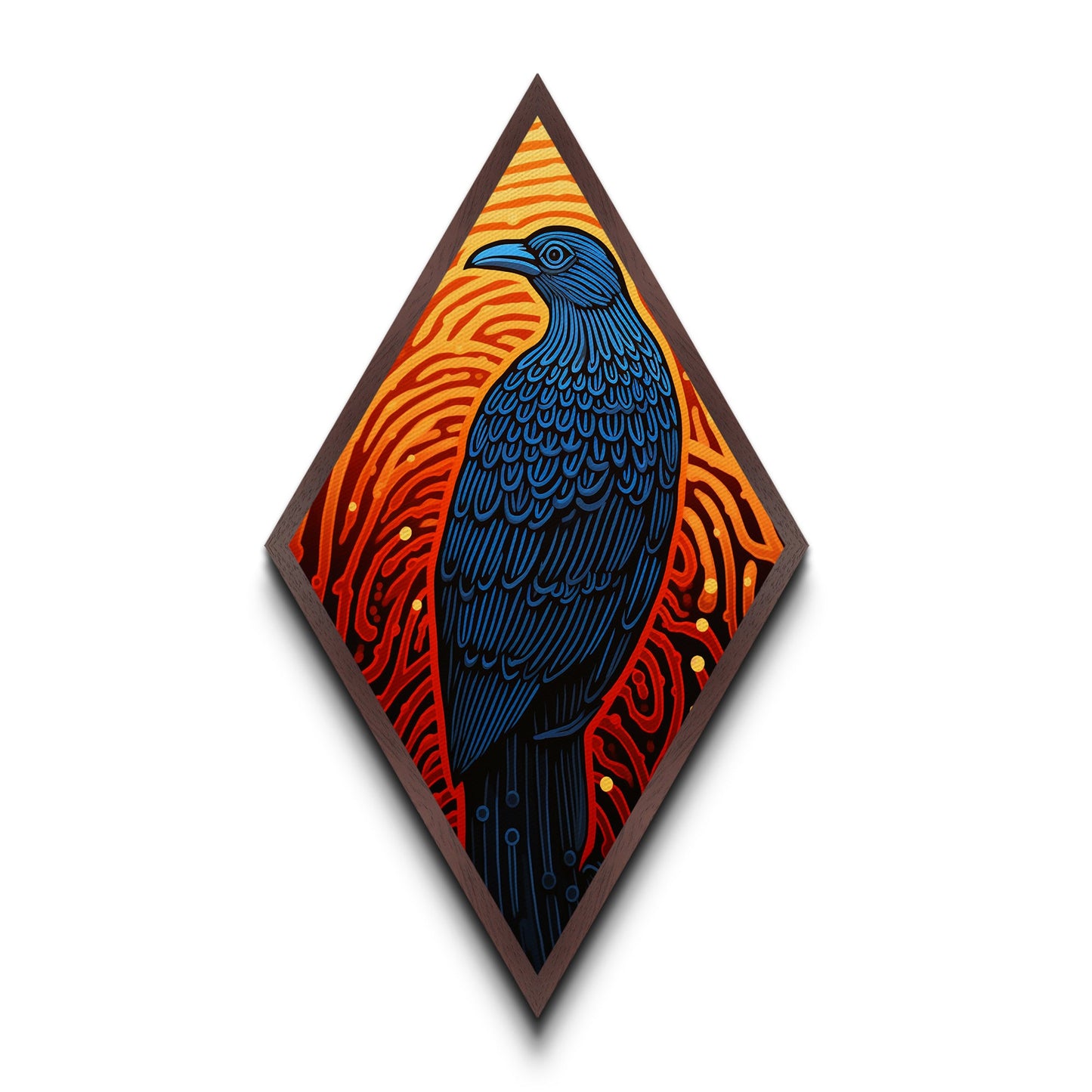 Gothic Raven Diamond Shaped Wall Art, Canvas Embossed Print, Diamond Shaped Wall Decor, Funky Art, Mid-Century Modern Retro Art