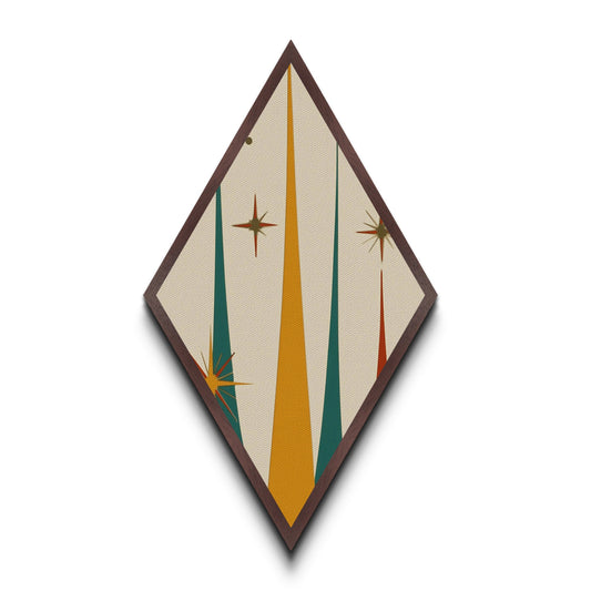 Atomic Star Cluster – Diamond Shaped Canvas Art Print, midcentury modern wall decor, retro minimalist abstract artwork, vintage inspired