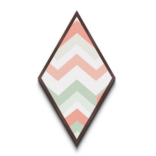 Soft Modern Stripes Diamond Shaped Canvas Textured Print with pastel chevron design retro nursery decor abstract pattern in green pink white