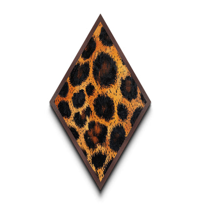 Leopard Print Pattern Diamond Shaped Canvas Textured Print, Bold Animal Wall Art, Safari Jungle Aesthetic, Glam Fashion Decor