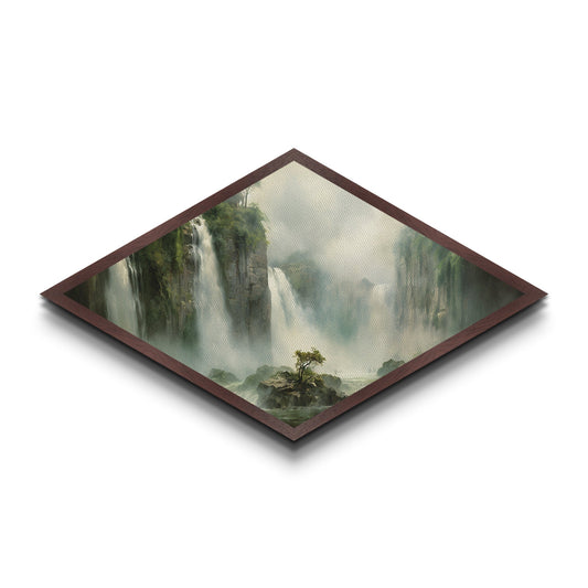 Diamond Shaped Halloween Kids – Canvas Art Print with Vintage Sepia Photograph, Spooky Antique Decor, Creepy Autumn Wall Accent