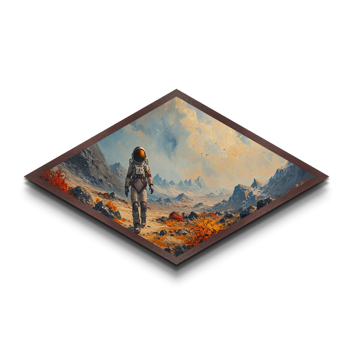 Astronaut Frontier Journey Diamond Shaped Canvas Textured Print space exploration art sci-fi galaxy wall art gift idea