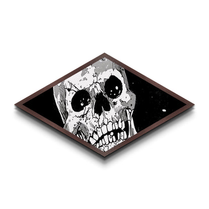 Manga Skull Scream Diamond Shaped Canvas Art Print horror comic style anime decor edgy wall art unique gothic Halloween gift
