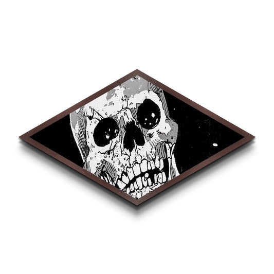 Manga Skull Scream Diamond Shaped Canvas Art Print horror comic style anime decor edgy wall art unique gothic Halloween gift