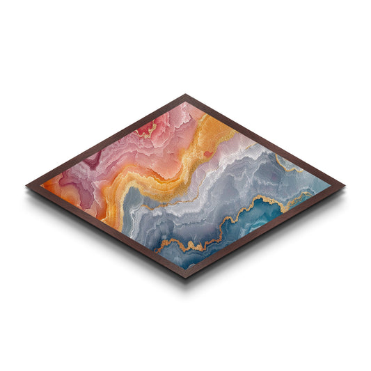 Pastel Dream Agate Diamond Shaped Canvas Art Print Calming Earth Tones Mineral Wall Decor Elegant Bedroom Housewarming Gift