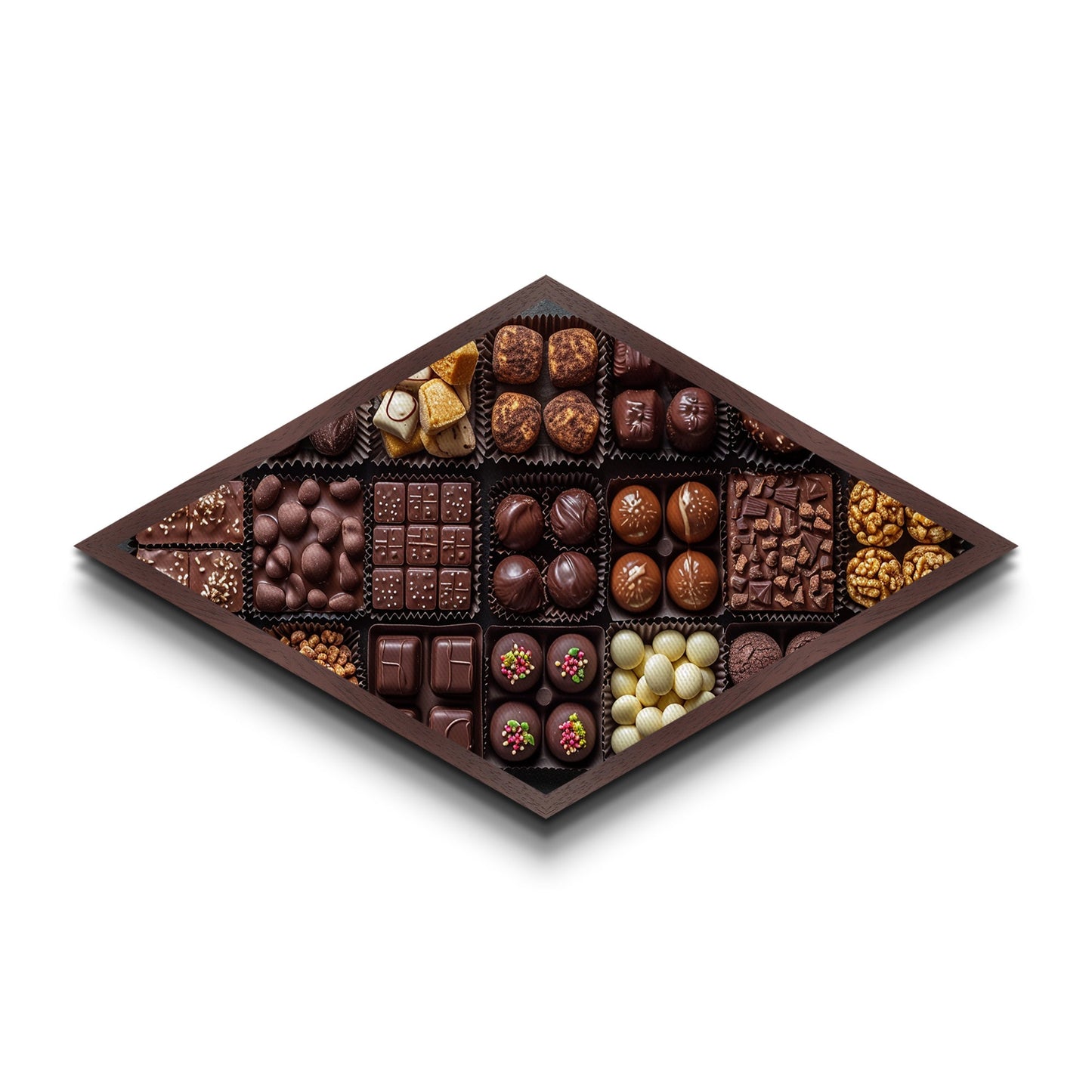 Chocolate Bliss Box Diamond Shaped Canvas Textured Print Gourmet Sweets Wall Art Kitchen Decor Foodie Gift Valentine's Day