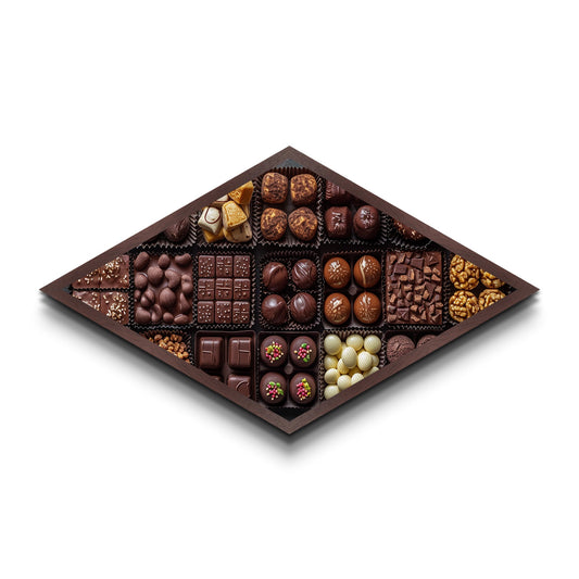 Chocolate Bliss Box Diamond Shaped Canvas Textured Print Gourmet Sweets Wall Art Kitchen Decor Foodie Gift Valentine's Day