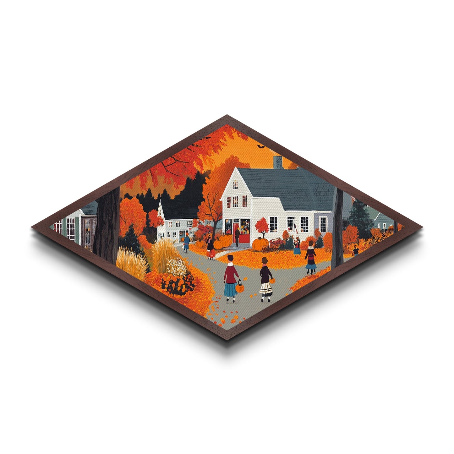 Kaleidoscope Burst One Diamond Shaped Canvas Art Print modern abstract colorful geometric wall decor vibrant living room gift