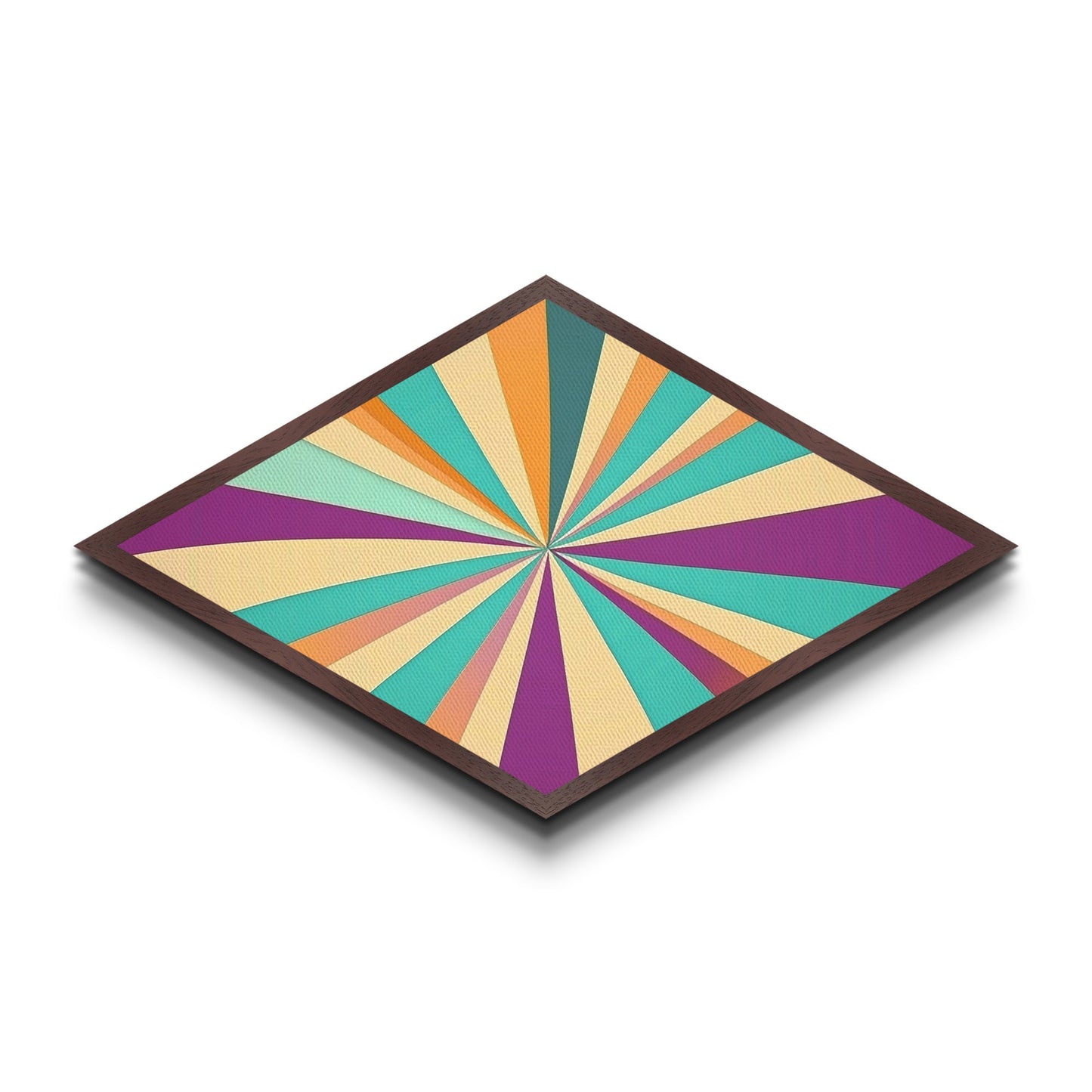 Radiant Color Wheel Diamond Shaped Canvas Art Print Modern pop abstract retro burst design bright living room wall accent decor