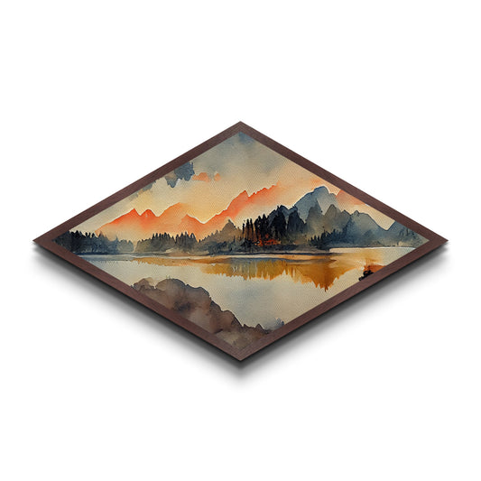 Watercolor painting of a forest fire, canvas art print, landscape art, cool living room art, depressing art, large panoramic wall decor