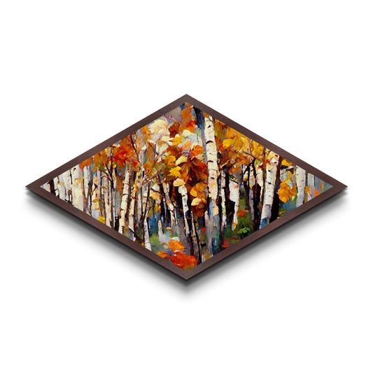 Diamond Shaped Large Birch Trees Canvas Print Boho Wall Decor Autumn Birch Forest  Art Silver Birch Trees Wall Decor Wall Art Fall