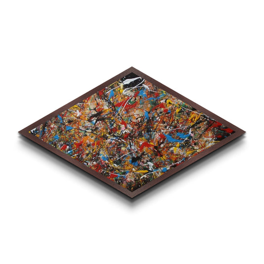 Electric Rhythm Splash Diamond Shaped Abstract Canvas Art Print Jackson Style Colorful Modern Wall Decor Bold Artistic Energy Piece