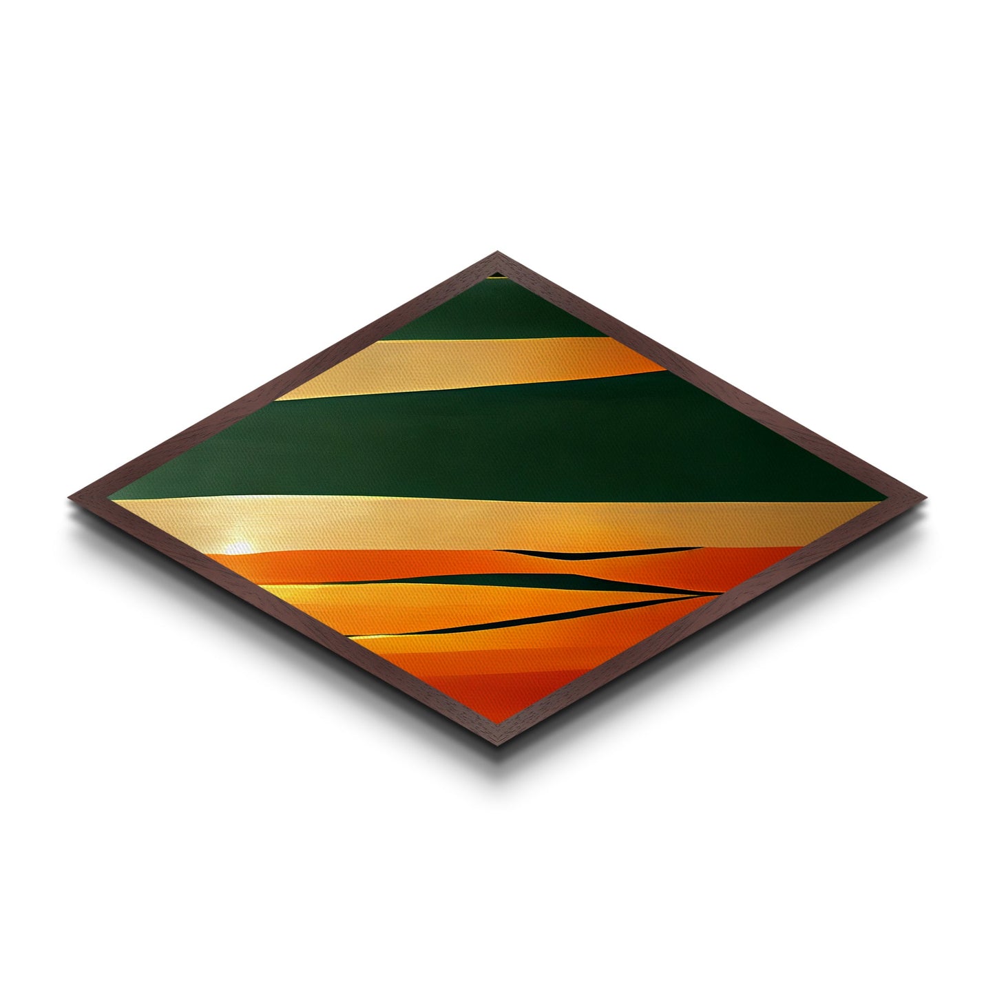 Diamond Shaped Desert Layers — Abstract Minimalist Landscape Canvas Art Print, Bold Sunset Palette Wall Decor, Modern Art Gift