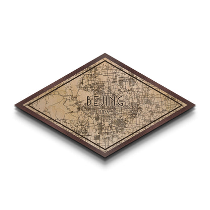 Beijin - China Diamond Shaped City Map, Custom Diamond Shaped Wall Art, City Map Canvas