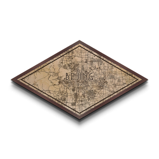 Beijin - China Diamond Shaped City Map, Custom Diamond Shaped Wall Art, City Map Canvas